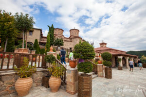 Steps in the courtyard of Varlaam Monastery, Meteora, Greece