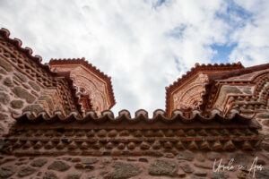 Detail: roof tiles and trim, Varlaam Monastery, Meteora, Greece