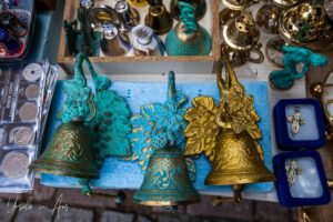 Brass bells, shop, Varlaam Monastery, Meteora, Greece