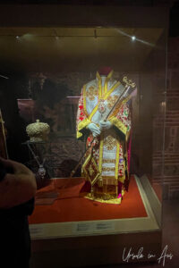 Ecclesiastical robes in the Varlaam Monastery Museum, Meteora, Greece