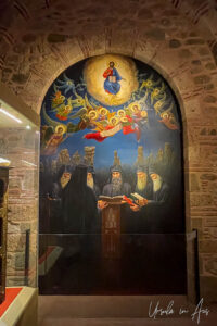 Painting of abbots inside Varlaam Monastery, Meteora, Greece