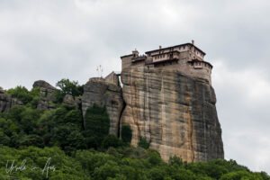 Monastery of Rousanou Saint Barbara from the walking path below, Meteora, Greece