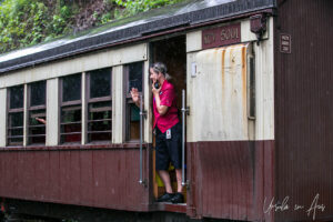 Kuranda Scenic Railway train in the station, Barron Falls, Queensland Australia