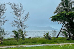 Dunk Island through rain from Mission Beach, Queensland Australia