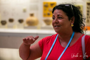 Portrait: Greek female museum guide, Museum of Olympia