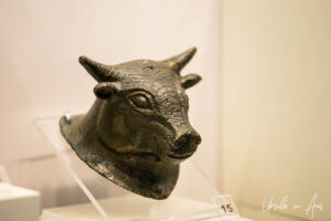 Bronze bull's head, Museum of Olympia, Greece