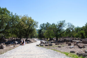 Walkway through the olives, the Botanical Garden of Olympia, Greece