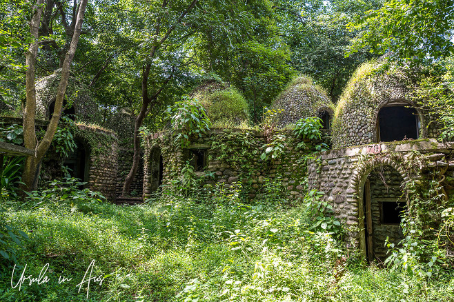 Meditation Huts in the jungle, Chaurasi Kutia Rishikesh India.