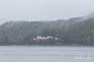 Addenbroke Island Lightstation from a BC Ferry, Inside Passage, Canada.