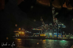 Night lights on the Port of Prince Rupert from a BC Ferry, Canada.