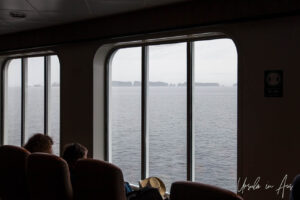 Silhouetted seats and windows, BC Ferry, Inside Passage, Canada.