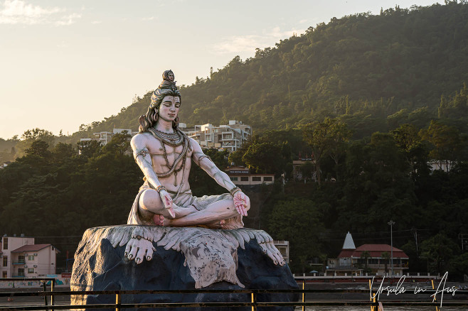 Shiva meditating in the Ganges, Rishikesh India