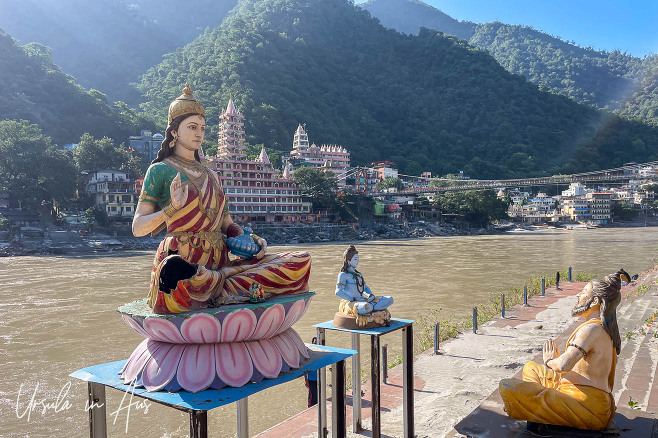 Ganga Ma icon on the ghats of the Ganges, Rishikesh, India