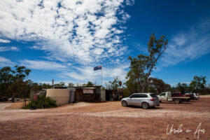The Club in the Scrub with an Australian flag flying, Grawin, NSW Australia