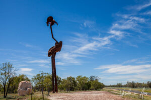 Stanley the Emu, Castlereagh Highway, Lightning Ridge, NSW Australia