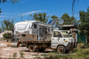Camper and truck, Grawin, NSW Australia