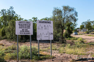Safety First sign, Lightning Ridge, NSW Australia