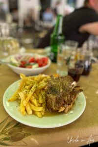 Grilled lamb chops and chips at Sarakiniotis Tavern, Stemnitsa, Greece