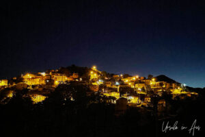 Dimitsana by night from the En Dimitsani Guest House, Greece
