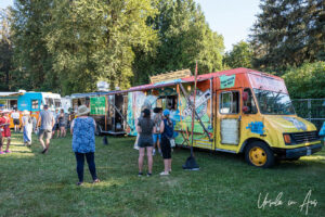 Food trucks in the early evening, Vancouver Island Musicfest, Comox BC Canada