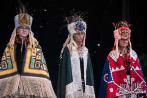 Kumugwe Dancers on the main stage, Vancouver Island Musicfest, Comox BC Canada