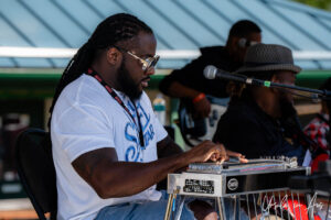 Louis Frank Owens on the Grassy Knoll Stage, Vancouver Island Musicfest, Comox BC Canada.