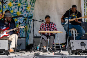 Calvin Cooke on lap steel guitar, the Grassy Knoll Stage, Vancouver Island Musicfest, Comox BC Canada.