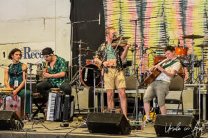 Grace Petrie and Ben Moss performing in The Barn, Vancouver Island Musicfest, Comox BC Canada.
