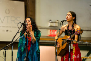 Performers on The Barn stage, Vancouver Island Musicfest, Comox BC Canada.