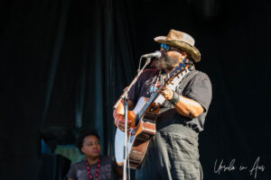 Leon Timbo on guitar, Concert Bowl Stage, Vancouver Island Musicfest, Comox BC Canada.