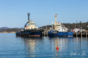 Two tugboats in Snug Cove, Eden Harbour, NSW Australia