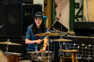 Christy Vanden on drums, The Barn, Vancouver Island Musicfest, Comox Canada