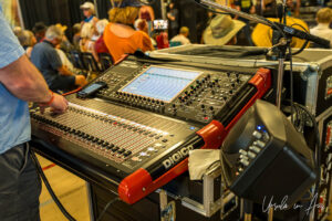Sound mixing board, The Barn, Vancouver Island Musicfest, Comox Canada