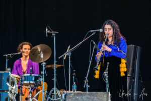 Woman on clarinet with Chola y Gitano, Vancouver Island Musicfest, Comox Canada