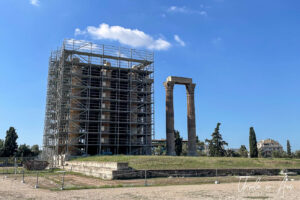 Scaffolding around the Temple of Olympian Zeus, Athens, Greece