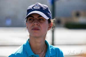 Portrait of a female police officer, Athens, Greece.