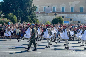 Greek Presidential Guards marching in , Syntagma Square, Athens.