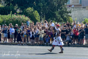 Evzone officer marching for the Changing of the Guard, Athens, Greece.