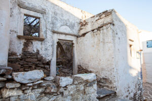 Ruins of a whitewashed house, Lefkes Paros Greece.