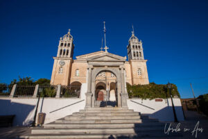 Church of Agia Triada from the steps bellow, Lefkes Paros Greece.