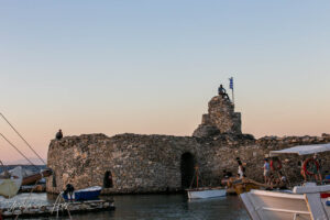 The Venetian Fort at twilight, Naoussa Harbour, Paros Greece