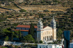 Church of Agia Triada from above, Lefkes Paros Greece.