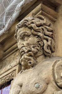 Face of a man, building cornerstone, Quai Des Celestins Paris France