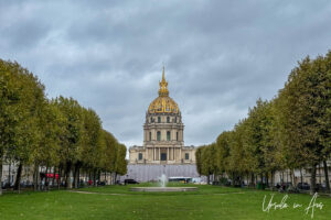 View across the green to the Hôtel National des Invalides, Paris France.