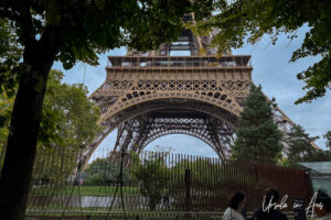 Close-up: Lower levels of the Eiffel Tower, Paris France
