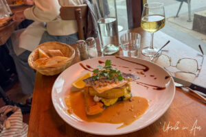 Filet de dorade, sauce aux agrumes, and légumes rotis, Hotel Duquesne Eiffel, Paris