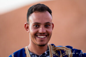 Portrait: a young Berber man, Erg Chebb, Morocco.
