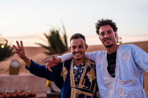 Portrait: two young Berber men, Erg Chebb, Morocco.