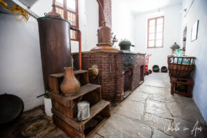 Inside the museum at Vallindras Kitron Distillery, Halki Naxos Greece.