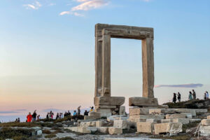 Marble gateway to the Temple Of Apollo in evening light, Naxos Greece